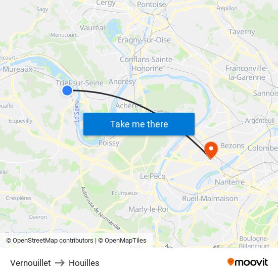 Vernouillet to Houilles map