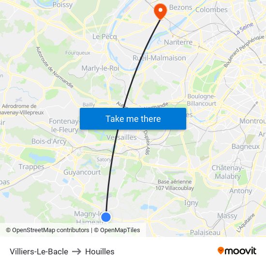 Villiers-Le-Bacle to Houilles map