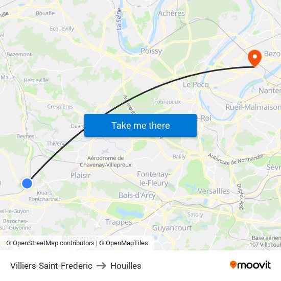 Villiers-Saint-Frederic to Houilles map