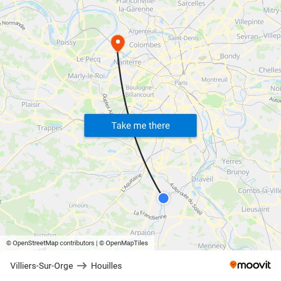 Villiers-Sur-Orge to Houilles map