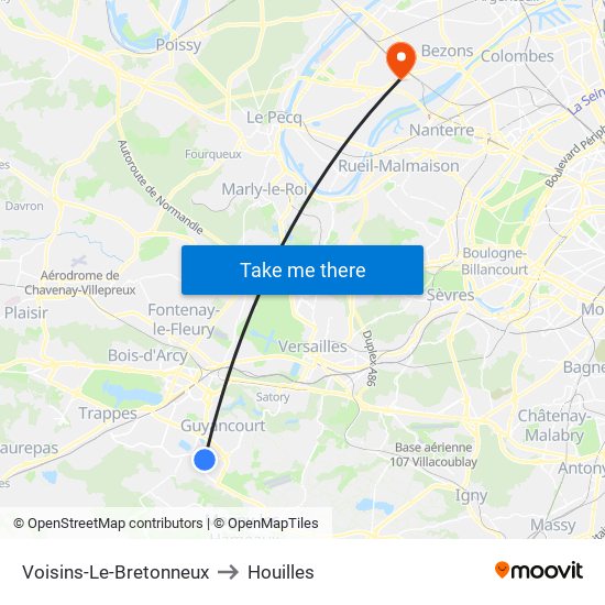 Voisins-Le-Bretonneux to Houilles map