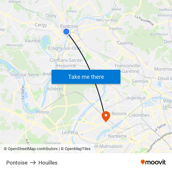 Pontoise to Houilles map