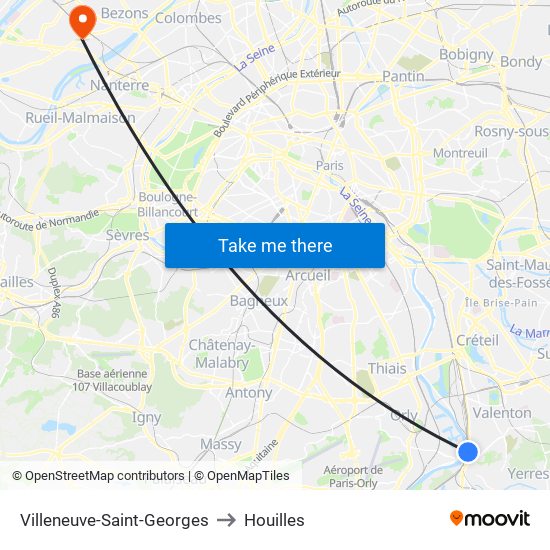 Villeneuve-Saint-Georges to Houilles map