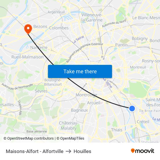 Maisons-Alfort - Alfortville to Houilles map