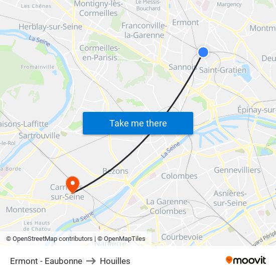 Ermont - Eaubonne to Houilles map