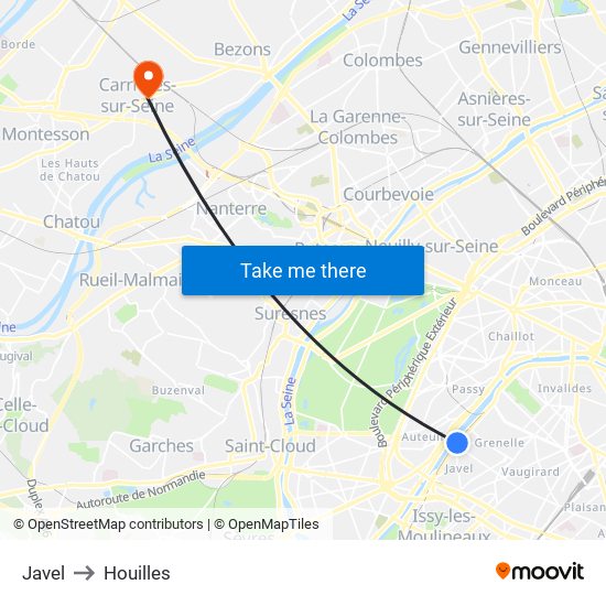 Javel to Houilles map