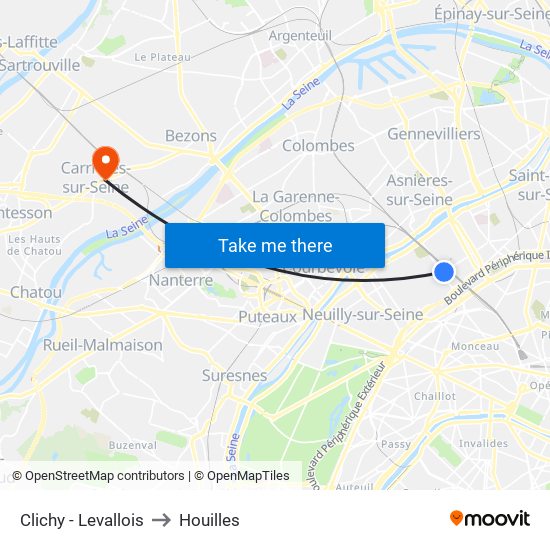Clichy - Levallois to Houilles map