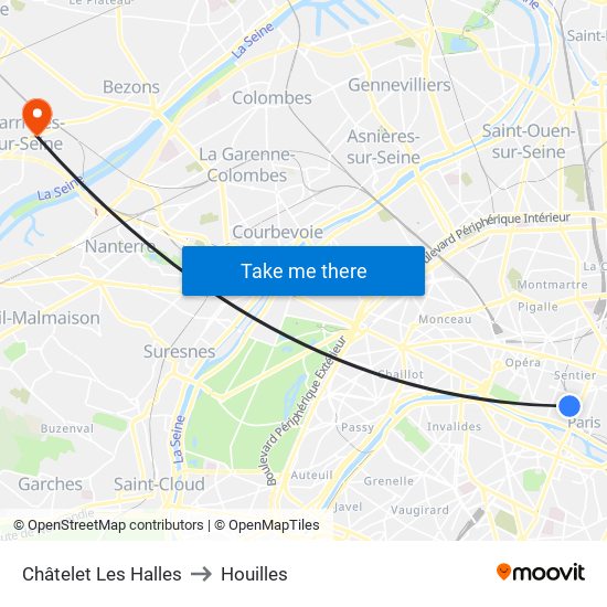 Châtelet Les Halles to Houilles map