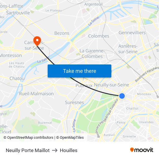 Neuilly Porte Maillot to Houilles map