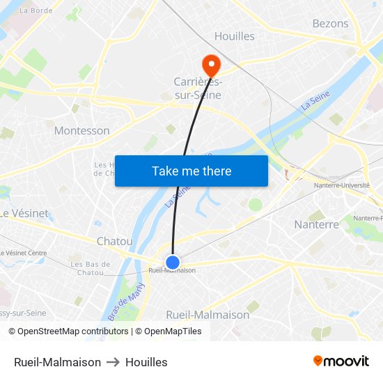 Rueil-Malmaison to Houilles map