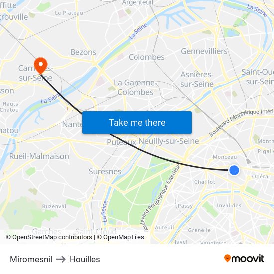 Miromesnil to Houilles map
