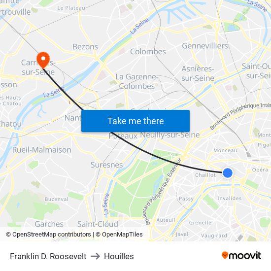 Franklin D. Roosevelt to Houilles map