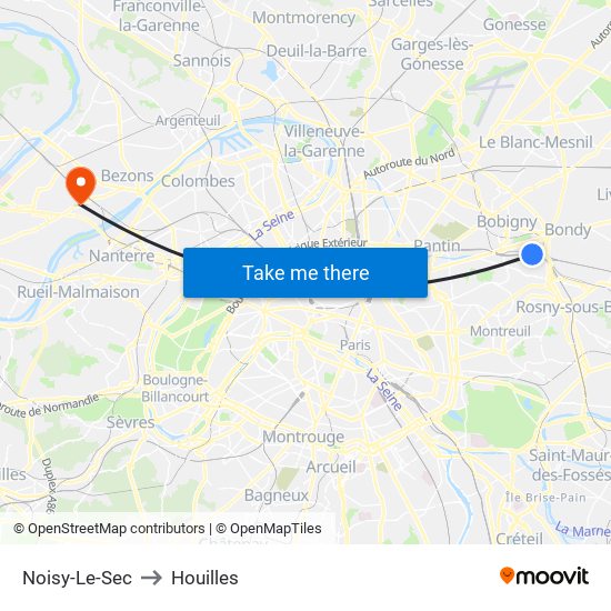 Noisy-Le-Sec to Houilles map