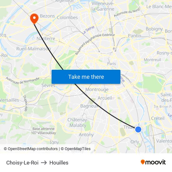 Choisy-Le-Roi to Houilles map