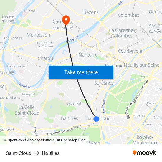 Saint-Cloud to Houilles map