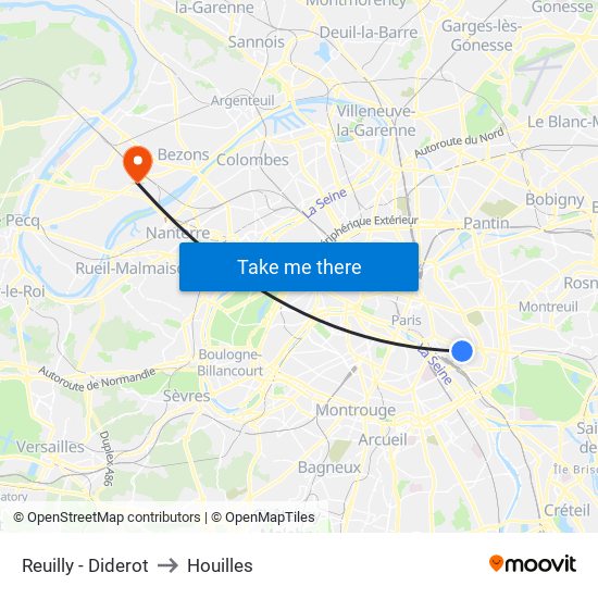 Reuilly - Diderot to Houilles map