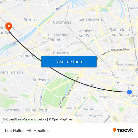 Les Halles to Houilles map
