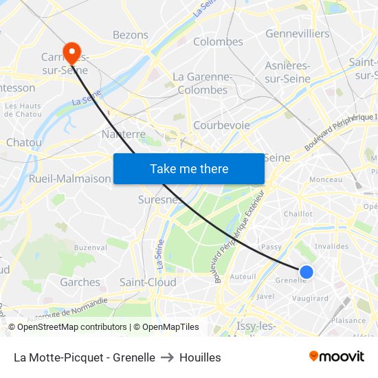 La Motte-Picquet - Grenelle to Houilles map