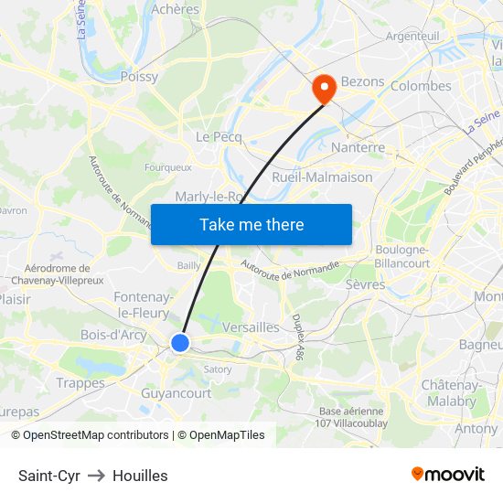 Saint-Cyr to Houilles map