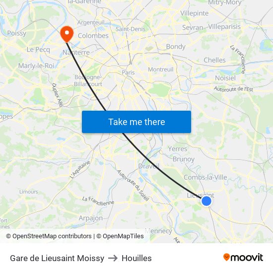 Gare de Lieusaint Moissy to Houilles map