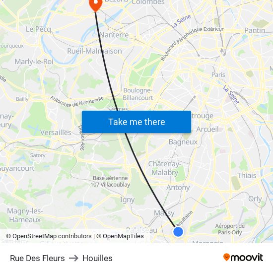 Rue Des Fleurs to Houilles map