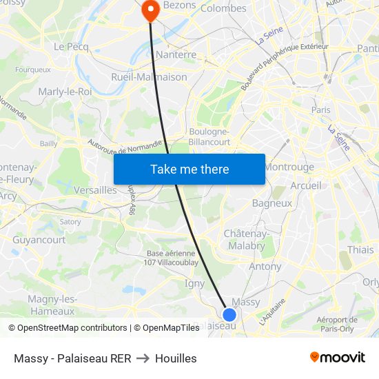 Massy - Palaiseau RER to Houilles map