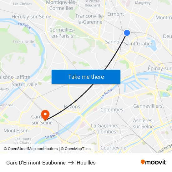 Gare D'Ermont-Eaubonne to Houilles map