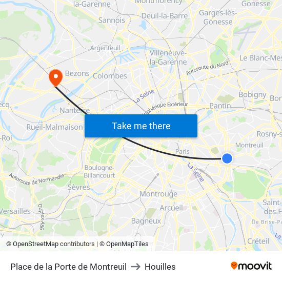 Place de la Porte de Montreuil to Houilles map