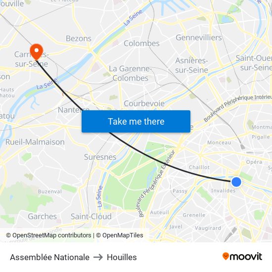 Assemblée Nationale to Houilles map