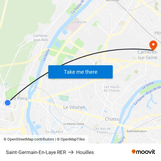 Saint-Germain-En-Laye RER to Houilles map