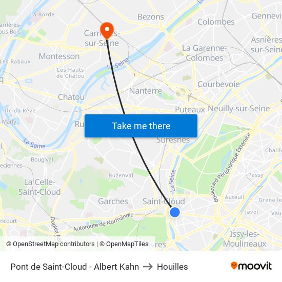 Pont de Saint-Cloud - Albert Kahn to Houilles map