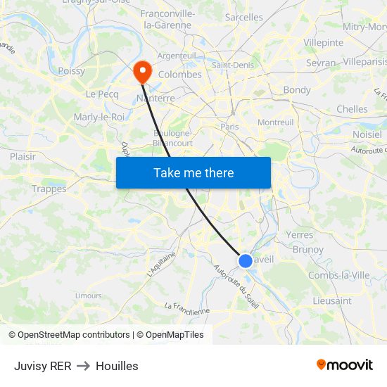Juvisy RER to Houilles map