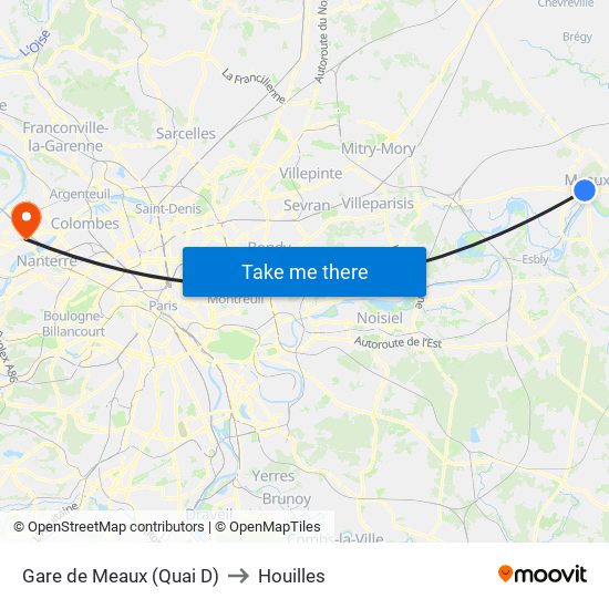 Gare de Meaux (Quai D) to Houilles map