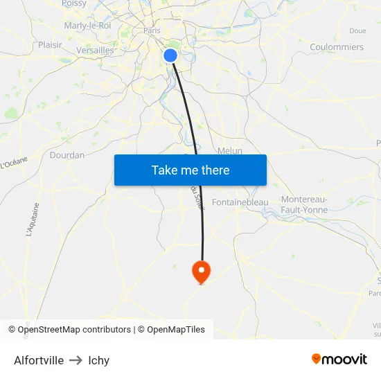 Alfortville to Ichy map