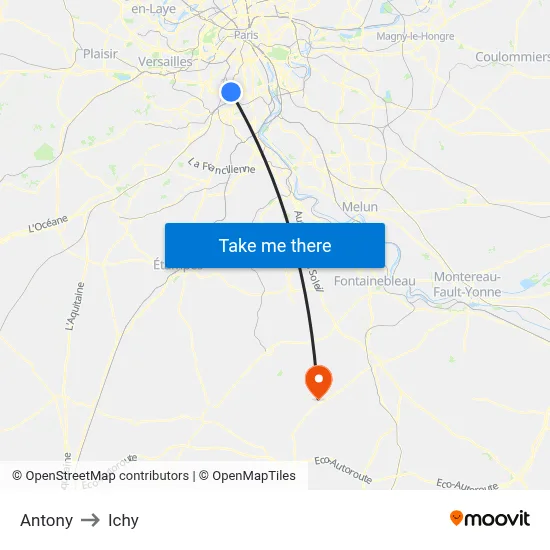 Antony to Ichy map