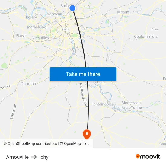 Arnouville to Ichy map