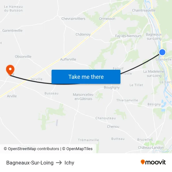 Bagneaux-Sur-Loing to Ichy map