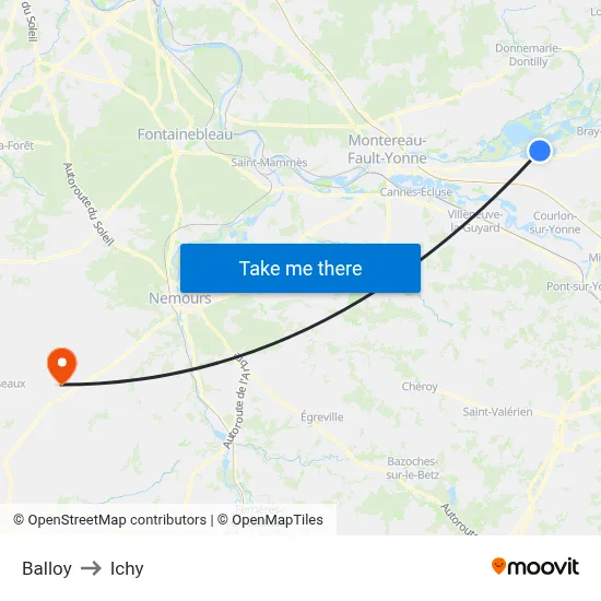 Balloy to Ichy map