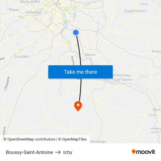 Boussy-Saint-Antoine to Ichy map