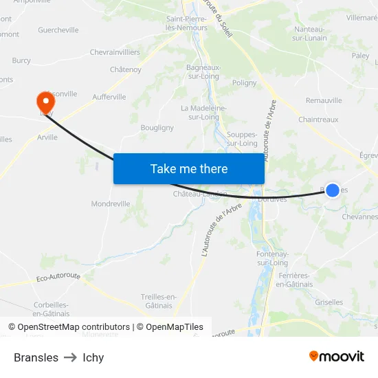 Bransles to Ichy map