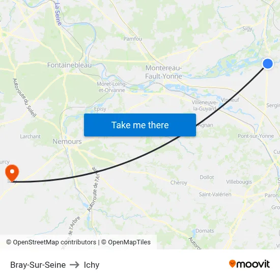 Bray-Sur-Seine to Ichy map