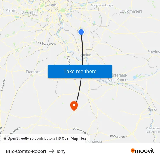 Brie-Comte-Robert to Ichy map