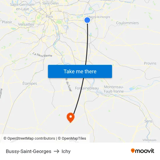 Bussy-Saint-Georges to Ichy map