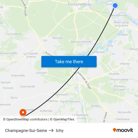 Champagne-Sur-Seine to Ichy map