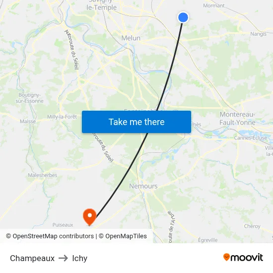Champeaux to Ichy map