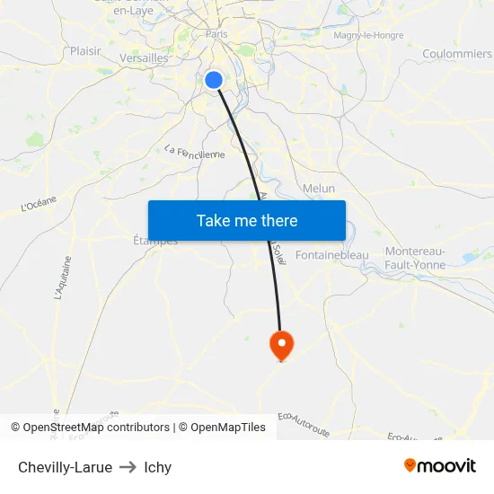 Chevilly-Larue to Ichy map