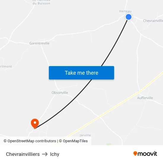 Chevrainvilliers to Ichy map