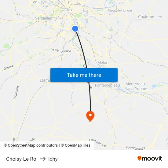 Choisy-Le-Roi to Ichy map