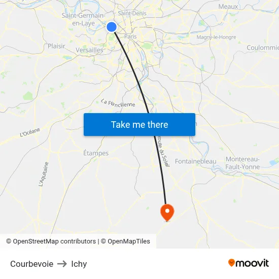 Courbevoie to Ichy map