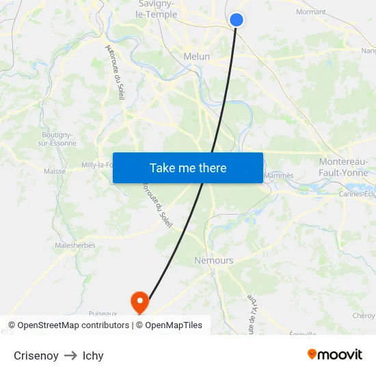 Crisenoy to Ichy map